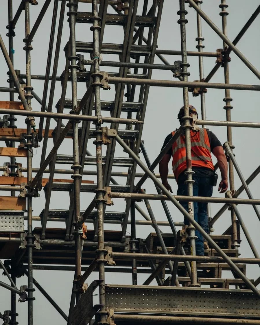 Construction worker on scaffolding